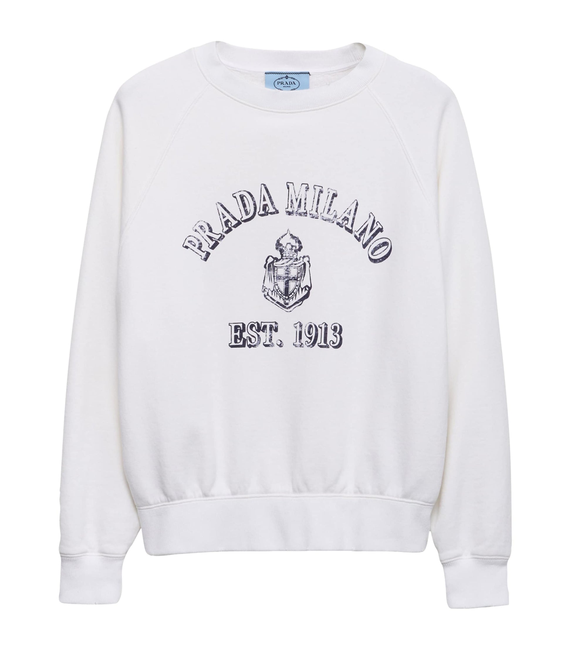 Prada White Cotton Crew-Neck Sweatshirt