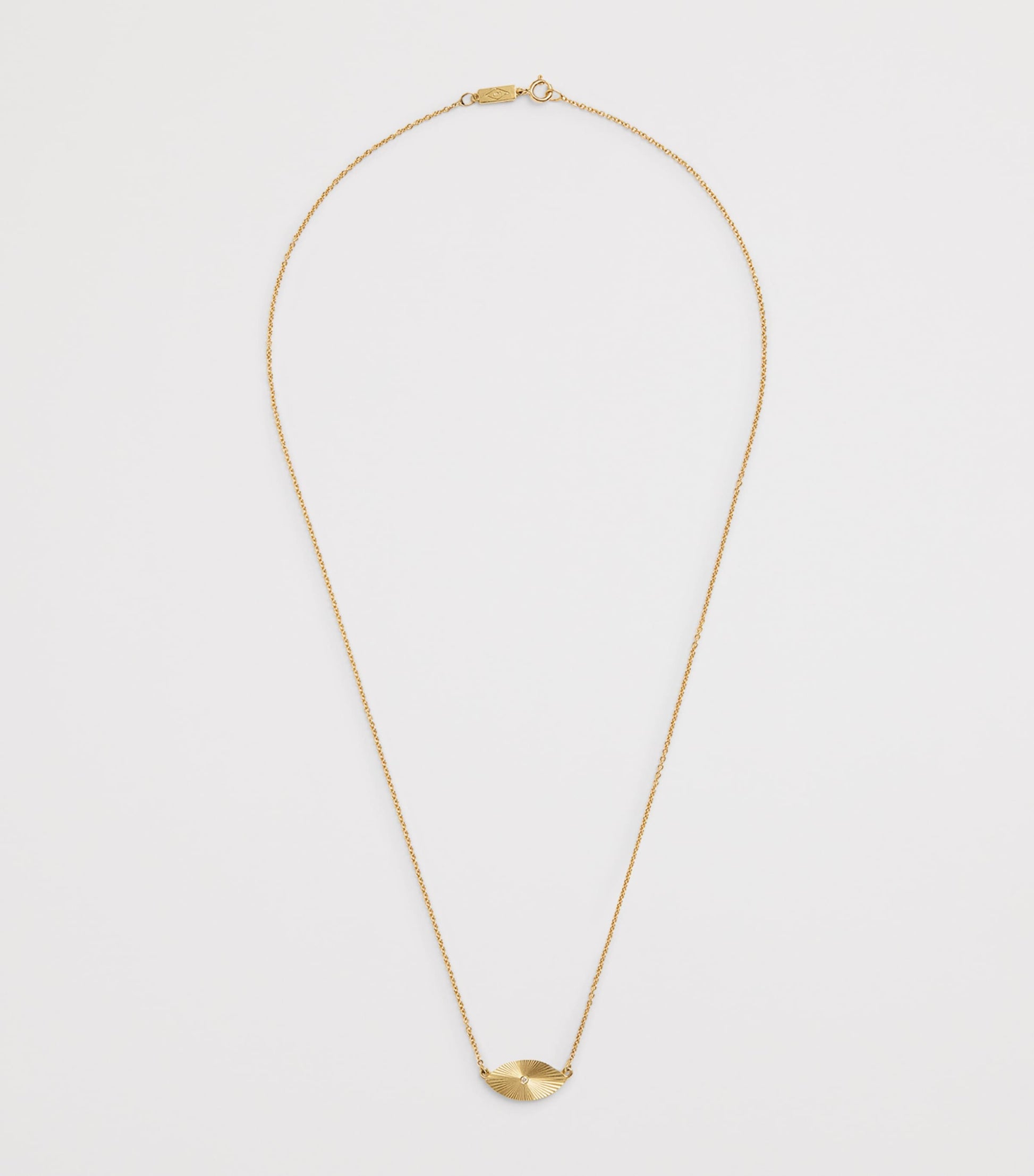 Yellow Gold and Diamond Mini Evil Eye '70s Necklace