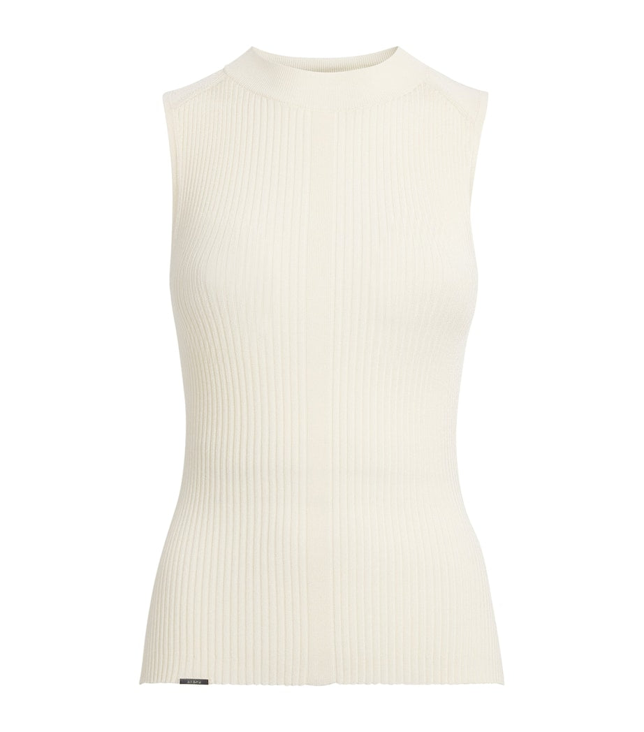 Aeron Beige Sleeveless Rib-Knit June Top