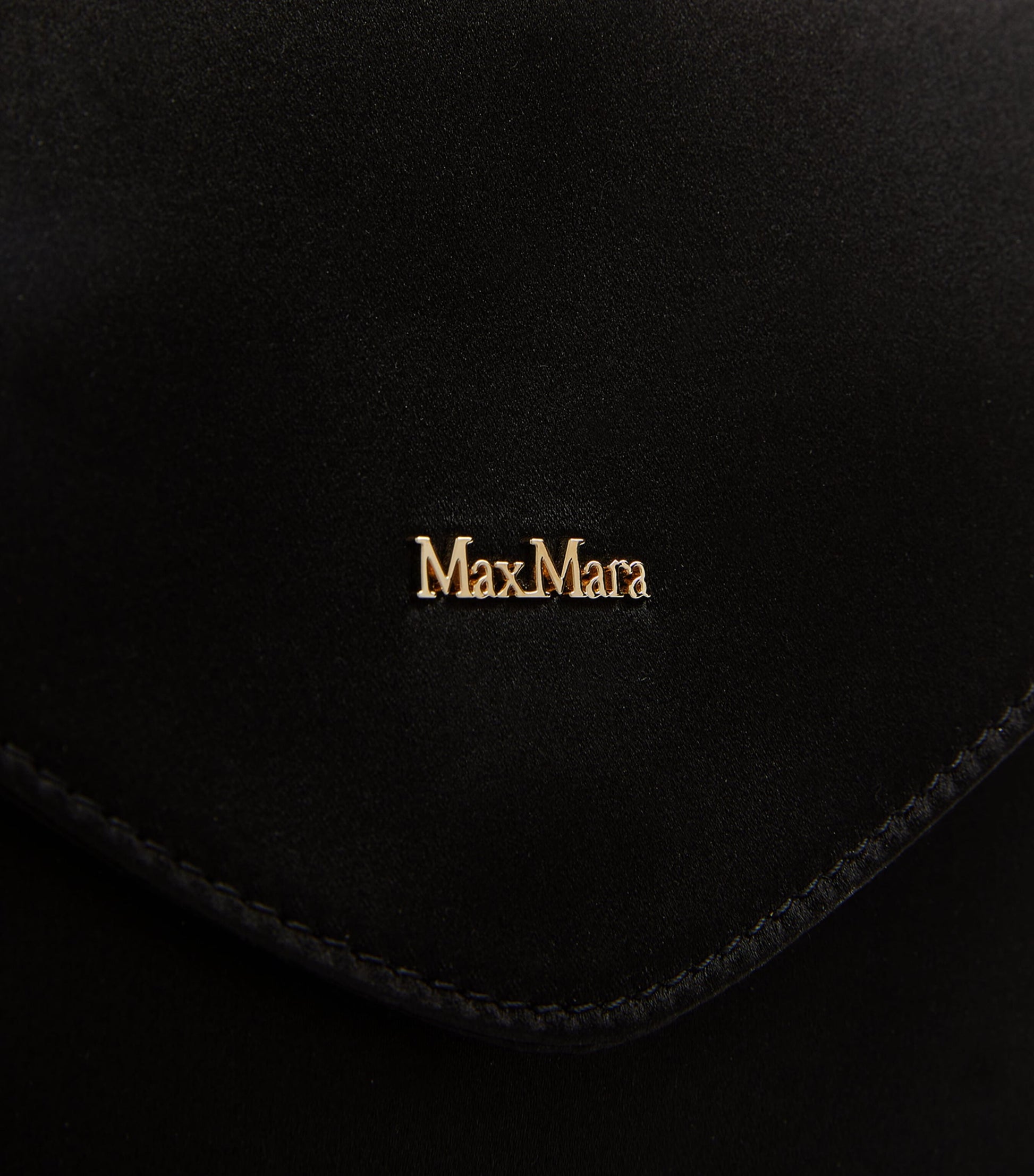 Max Mara Black Satin Envelope Clutch Bag