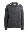System Grey Wool-Blend Polo Sweater