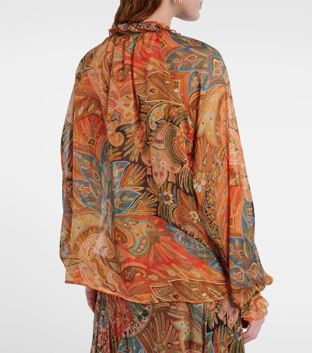 Etro - Printed ruffled silk shirt
