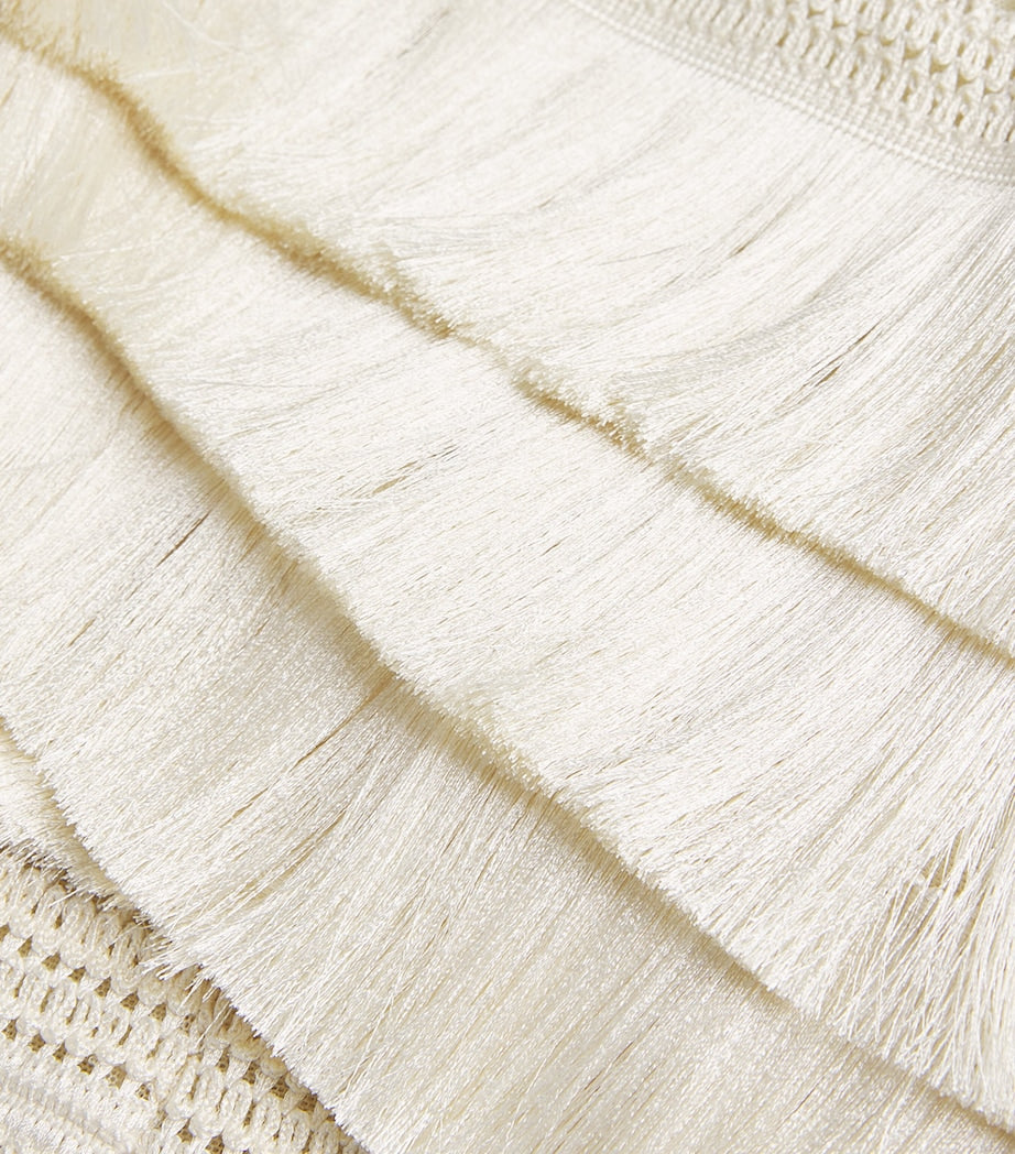 White Radiant Fringe Mini Dress