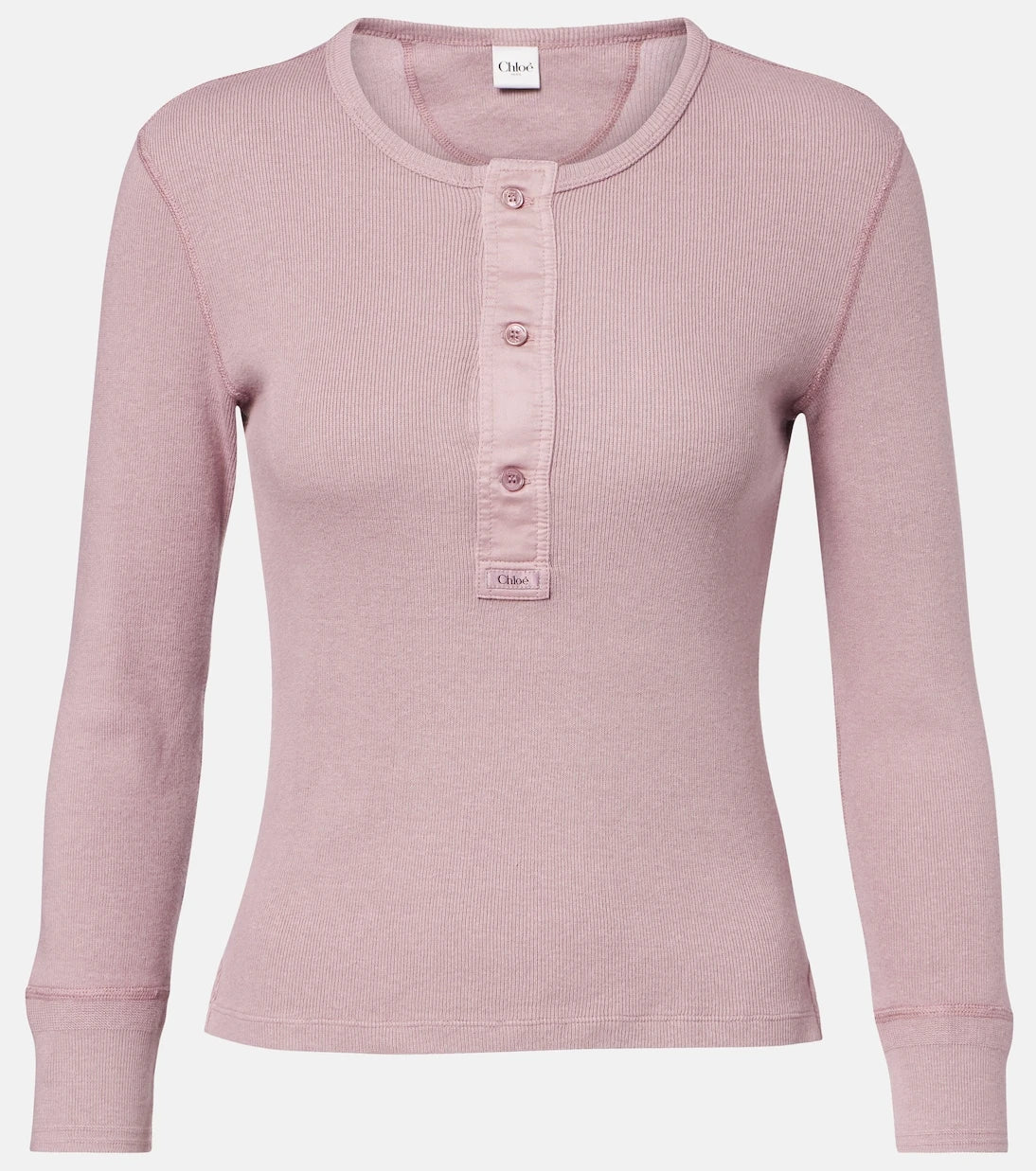 Chloé - Ribbed-knit cotton Henley shirt