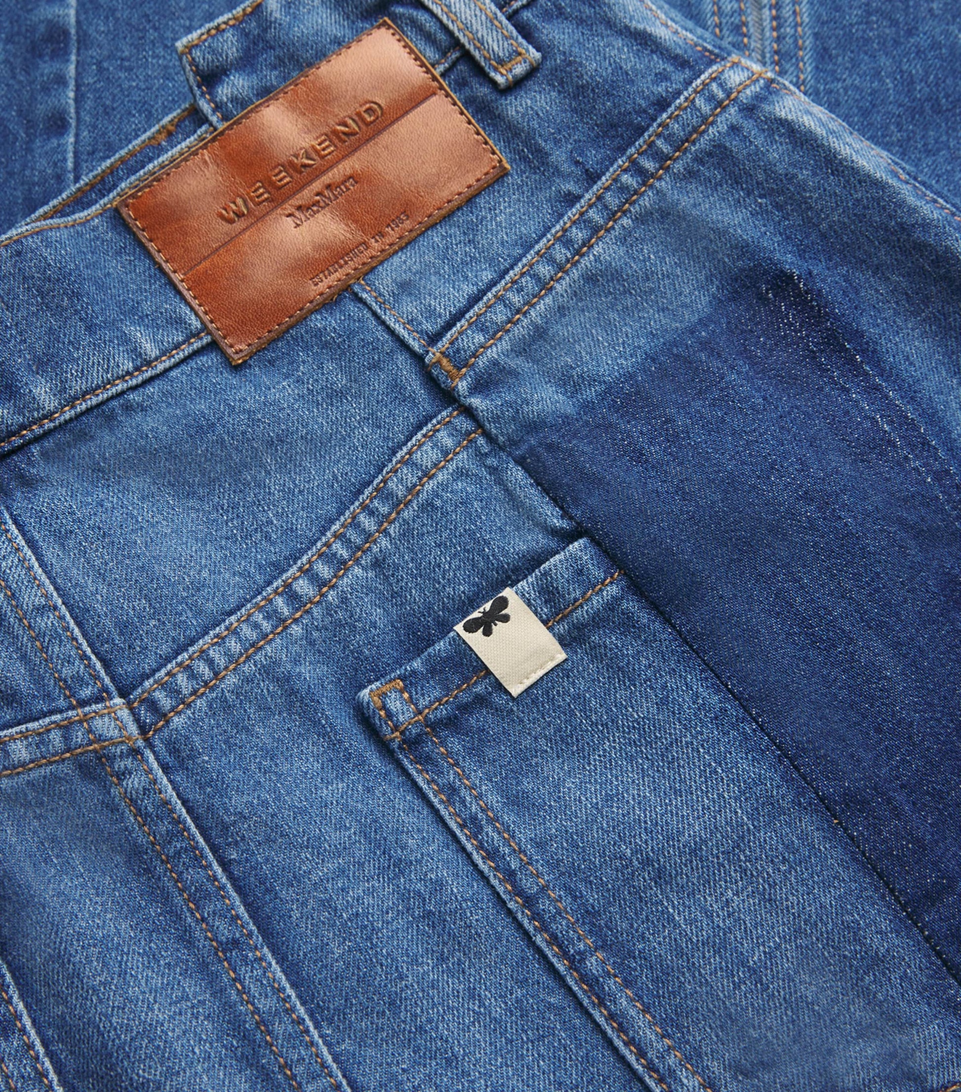 Weekend Max Mara Navy Denim Midi Skirt