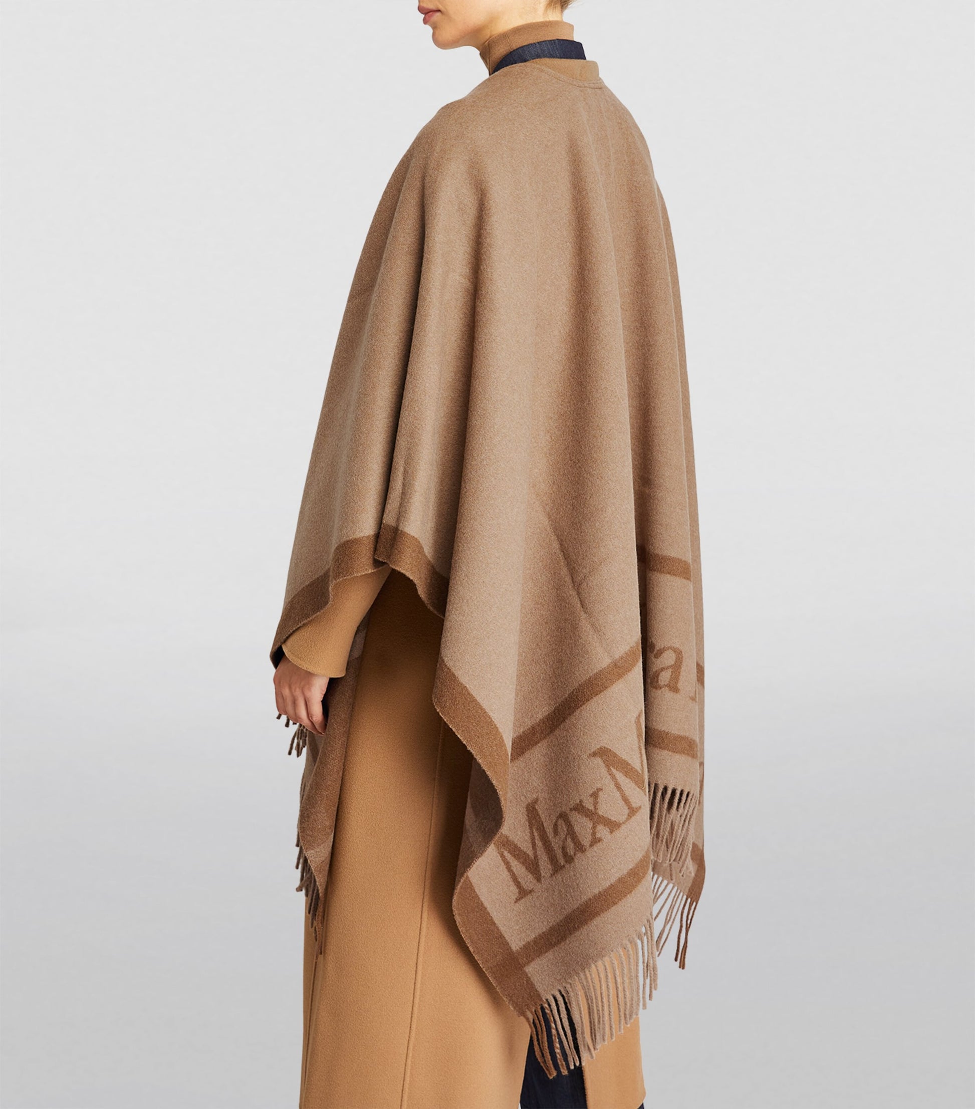 Beige Wool Jacquard Hilde Cape