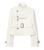 White Cotton-Blend Tailored Jacket