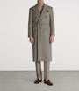 Grey Cashmere Donegal Tweed Double-Breasted Overcoat