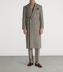 Grey Cashmere Donegal Tweed Double-Breasted Overcoat