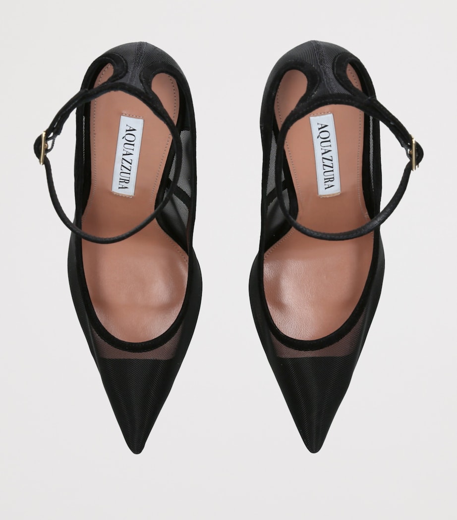 Aquazzura Black Mesh Love Affair Pumps 105