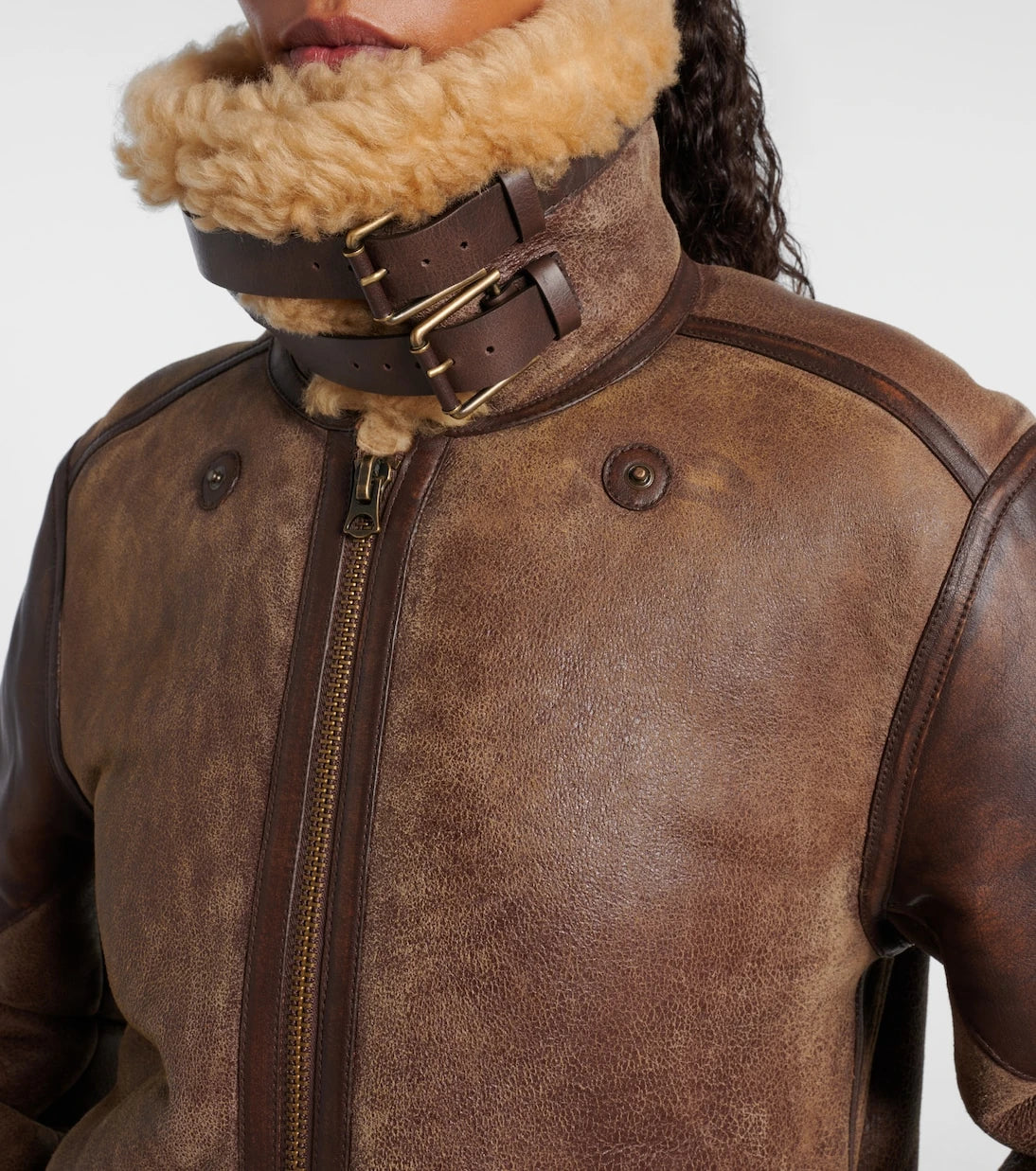Ralph Lauren Collection - Shearling-trimmed leather jacket
