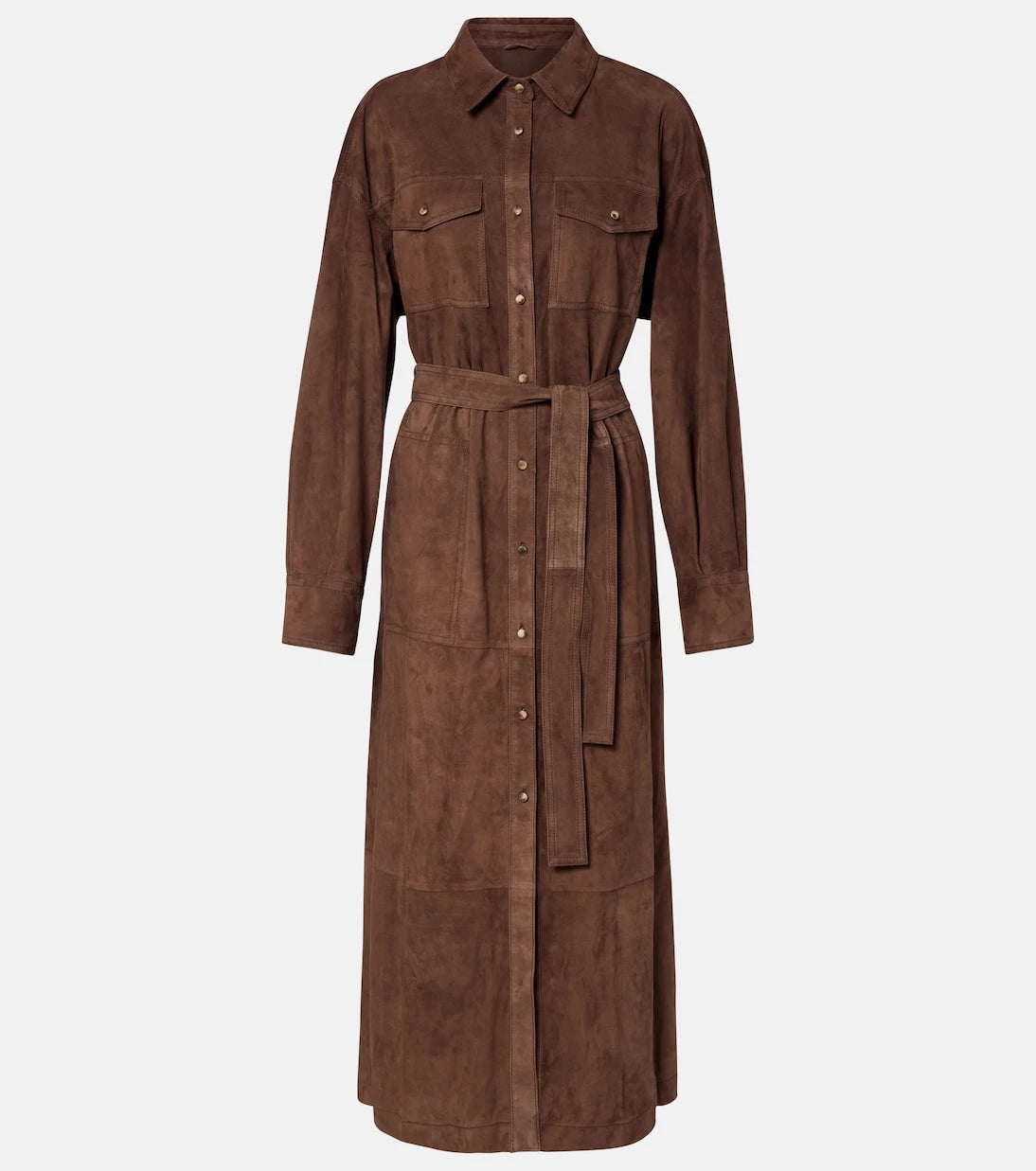 Brunello Cucinelli - Monili belted suede shirt dress