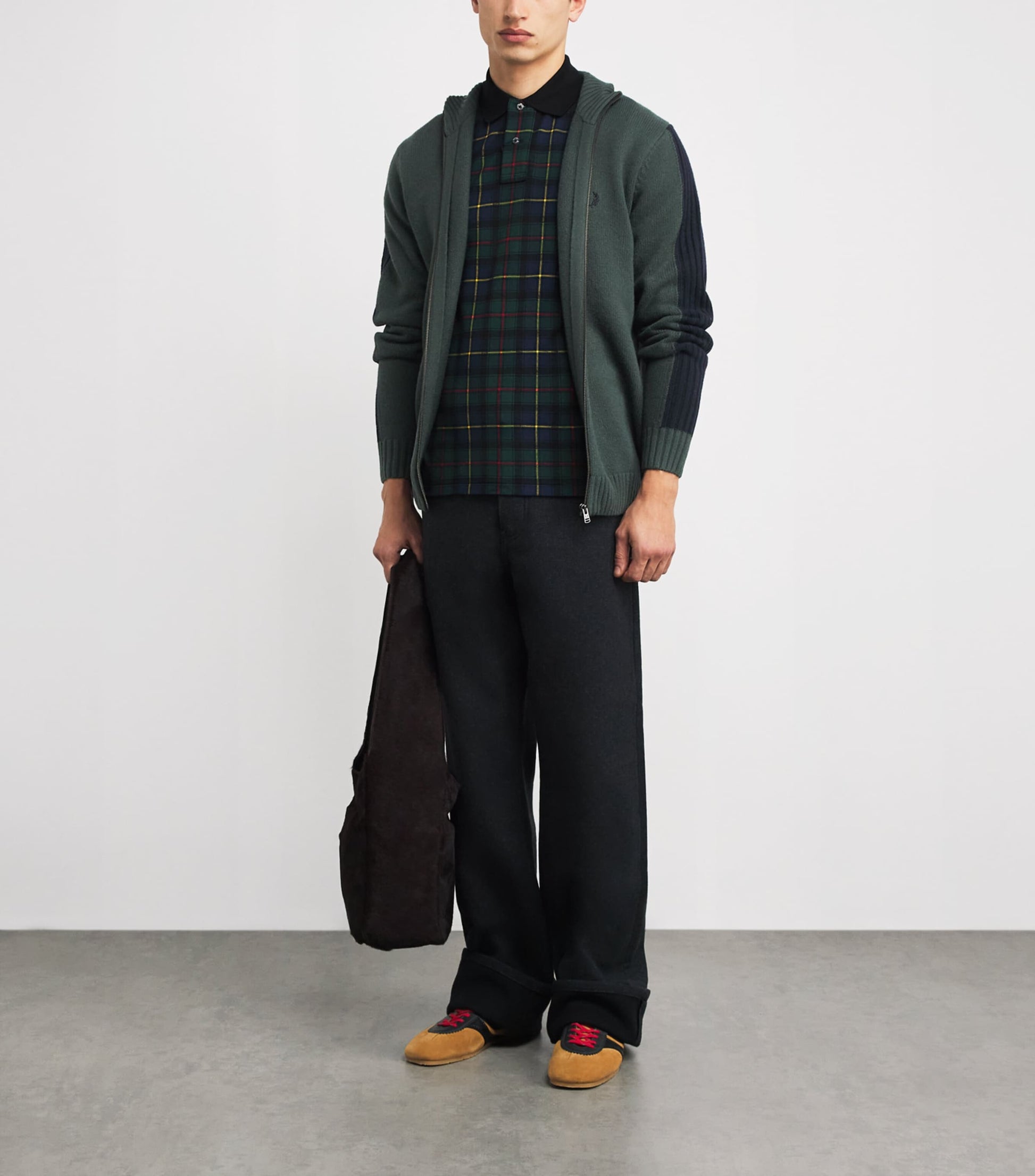 Fred Perry Green Cotton-Wool Zip-Up Cardigan