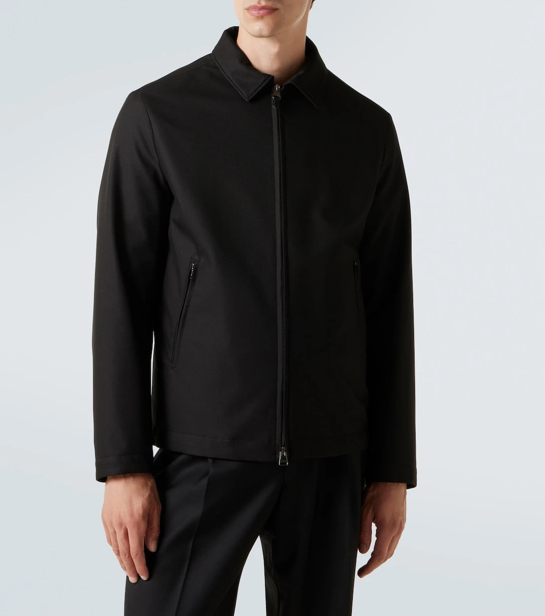 Canali - Leather-trimmed jacket