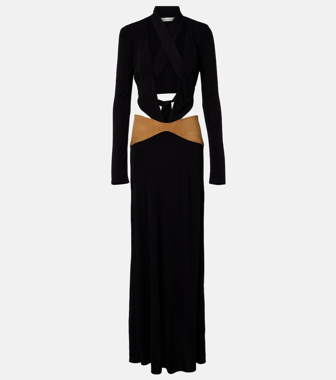 Christopher Esber - Contour cutout suede-trimmed jersey gown