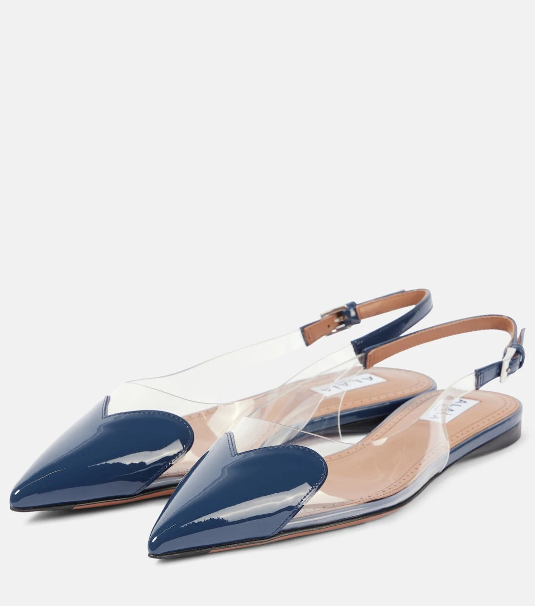 Alaïa - Le Cœur patent leather and PU slingback flats