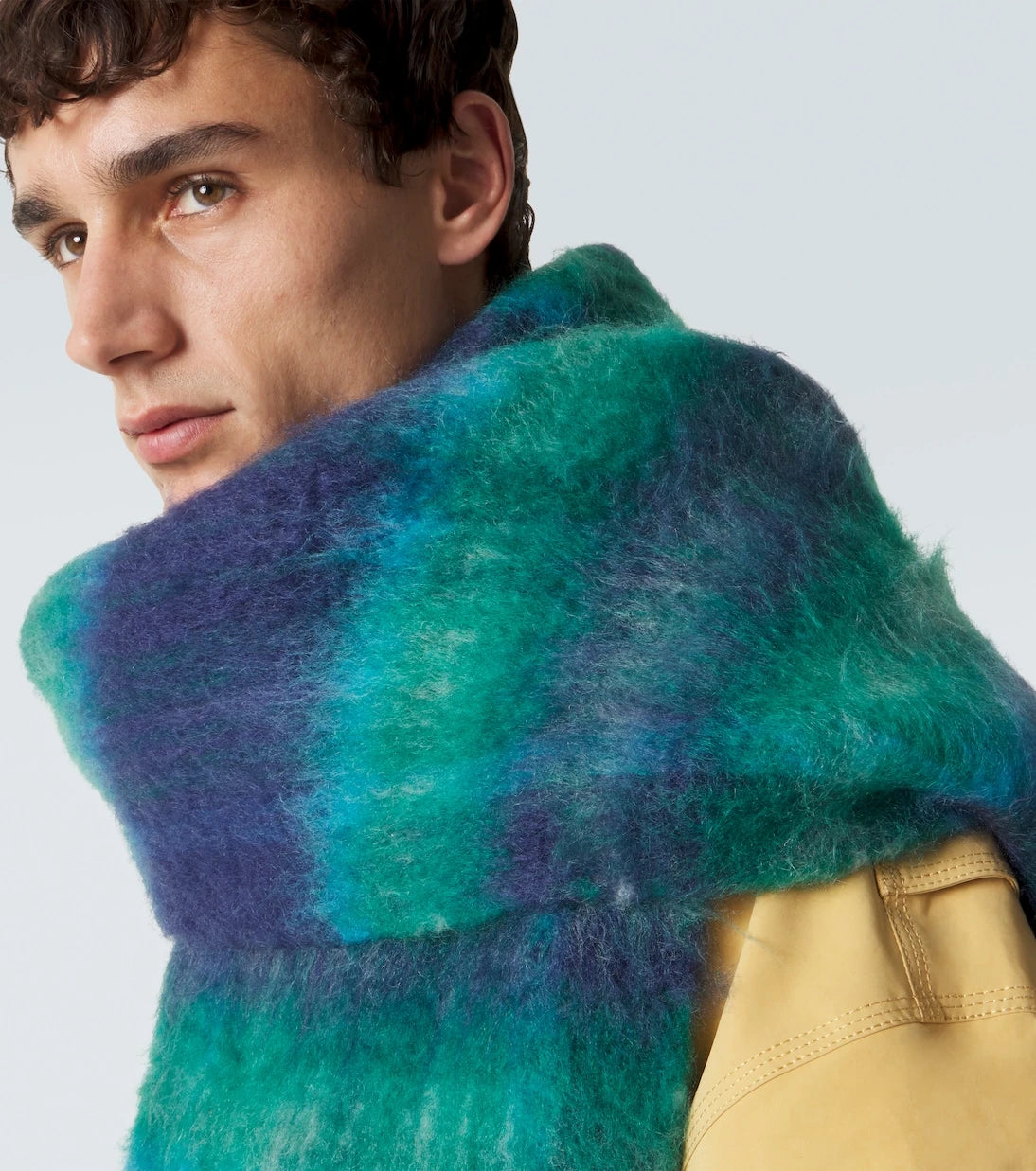 Acne Studios - وشاح موهير-مخلوط كاروهات بأهداب