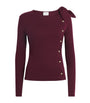 Claudie Pierlot Red Cotton-Blend Bow-Detail Top