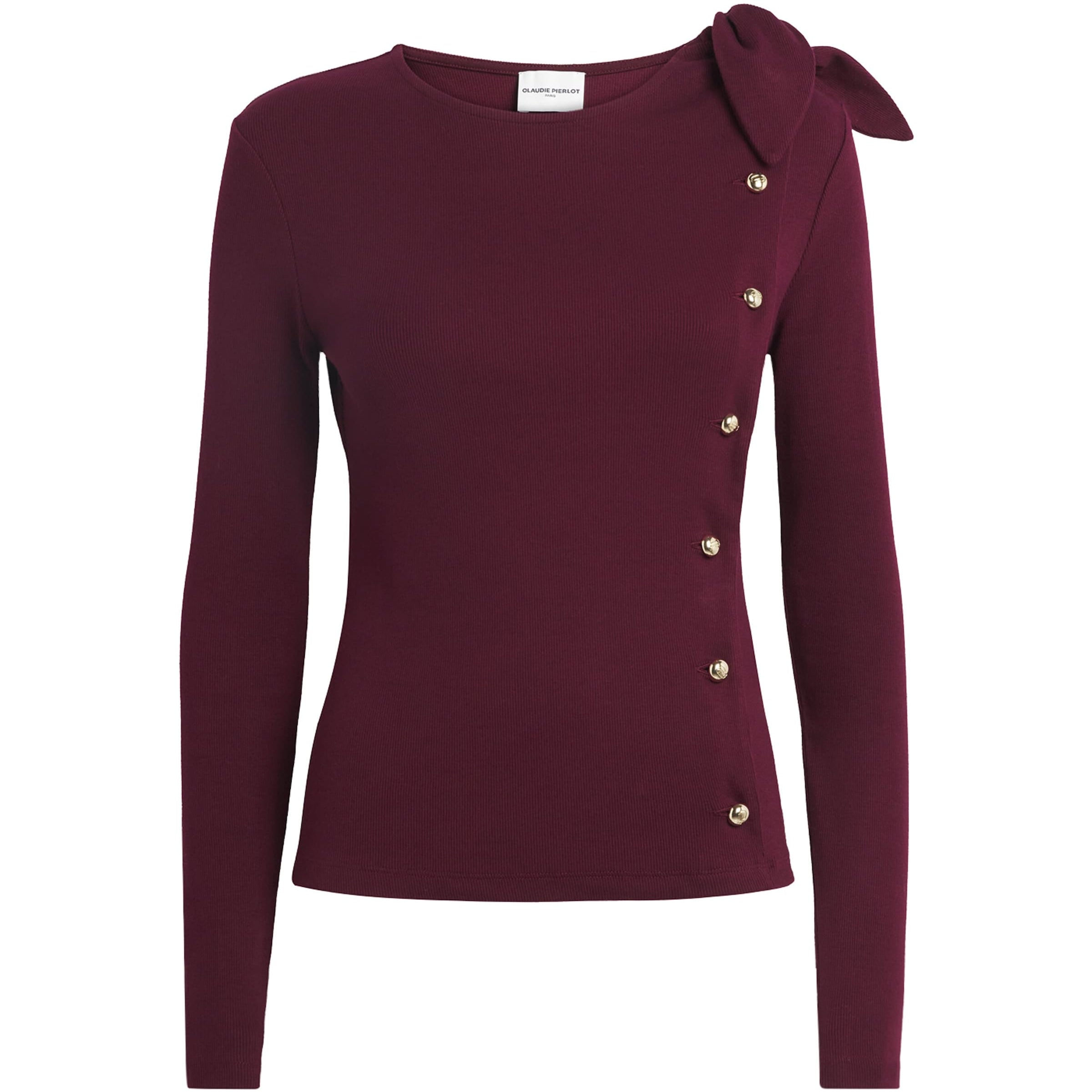 Claudie Pierlot Red Cotton-Blend Bow-Detail Top