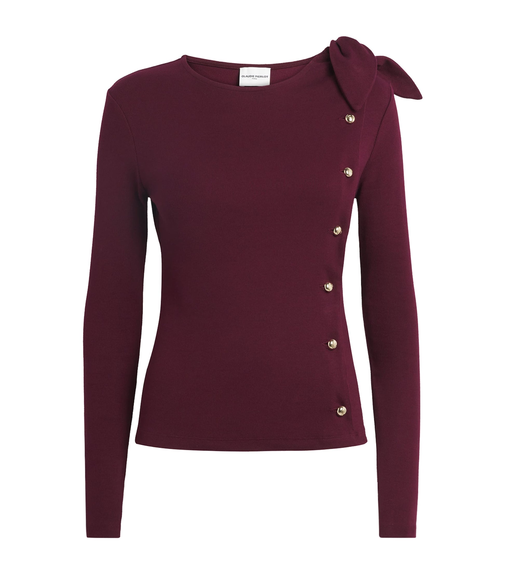 Claudie Pierlot Red Cotton-Blend Bow-Detail Top