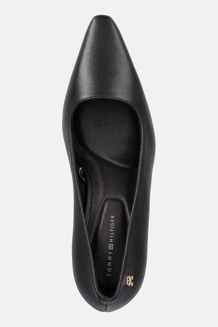Tommy Hilfiger TH LOGO LTH PUMP SLANTED HL İnce Topuklu Deri Ayakkabı