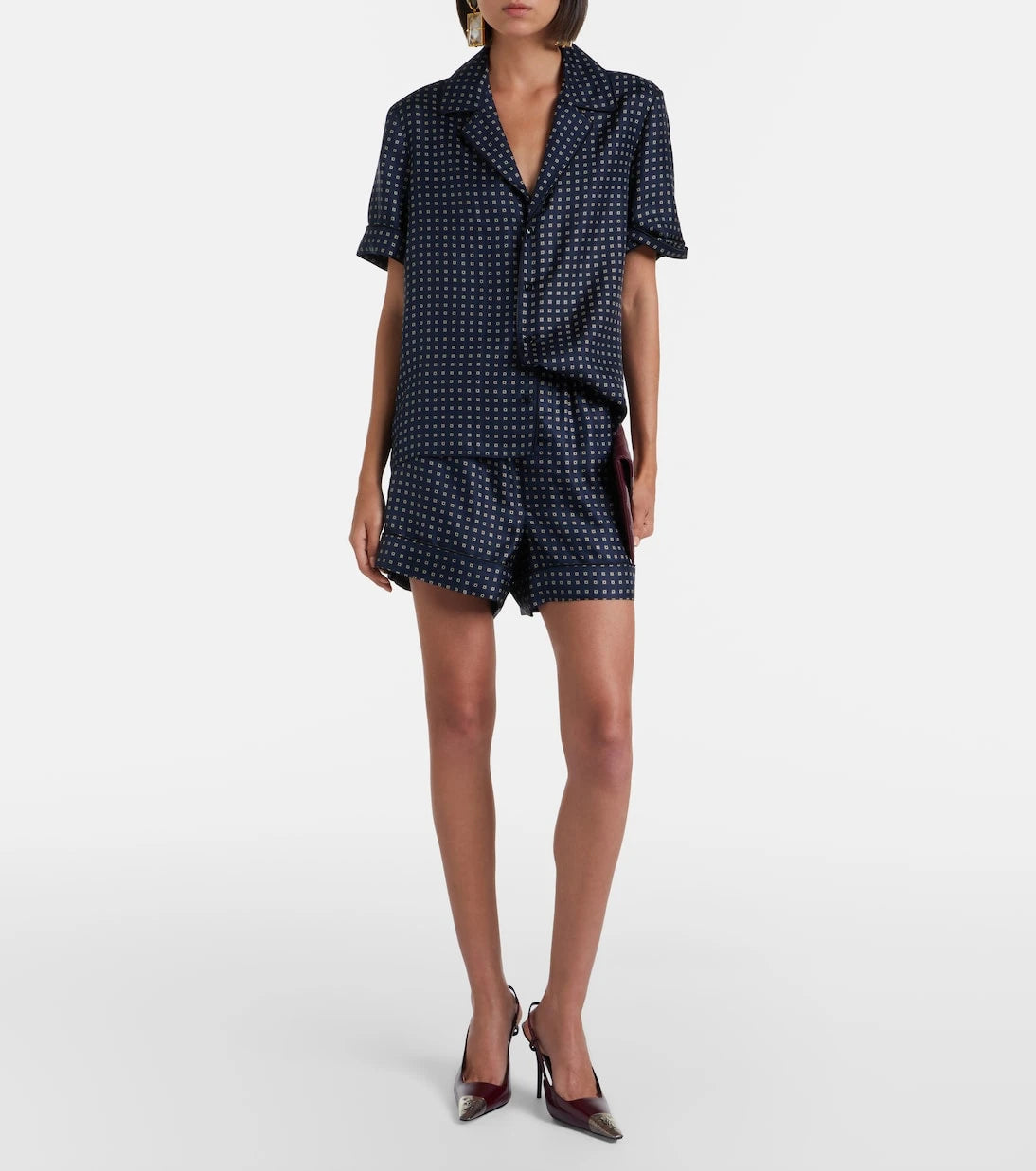Saint Laurent - Printed silk satin pajama shirt
