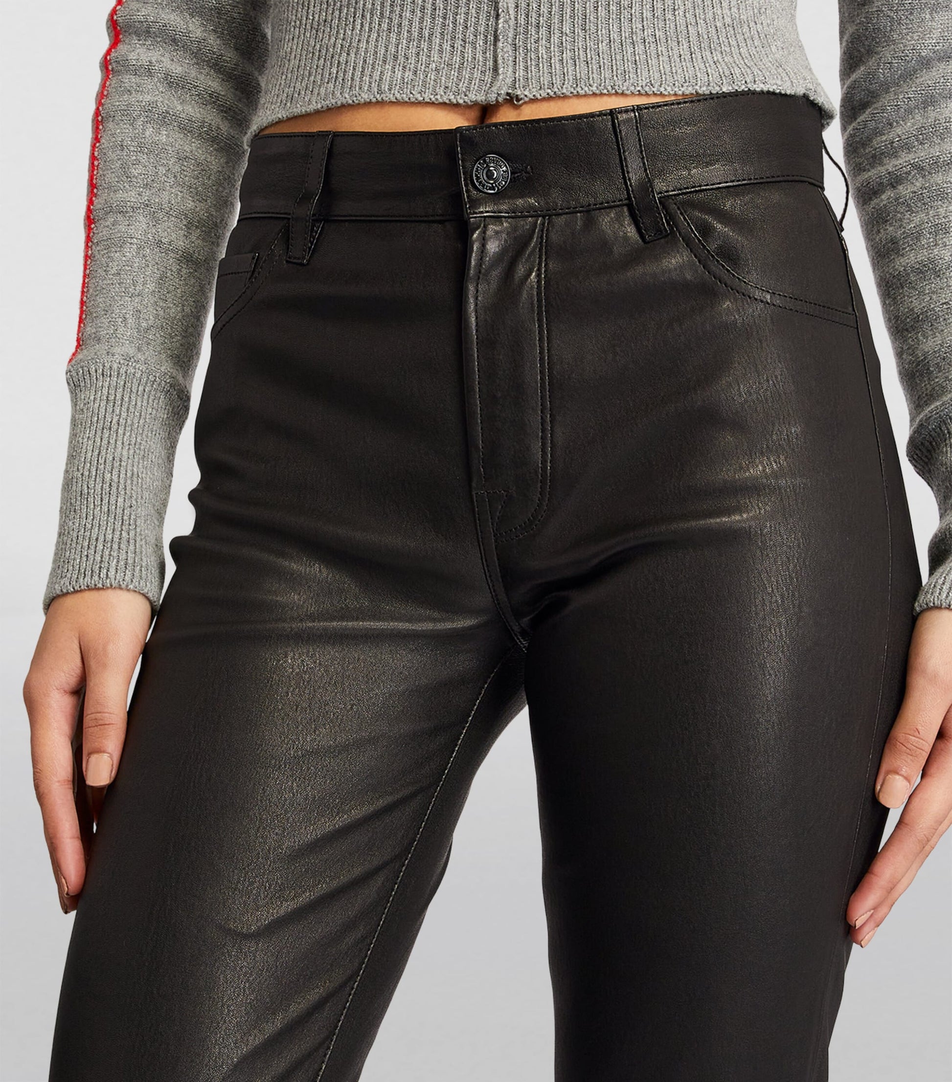Leather Low-Rise Bootcut Jeans