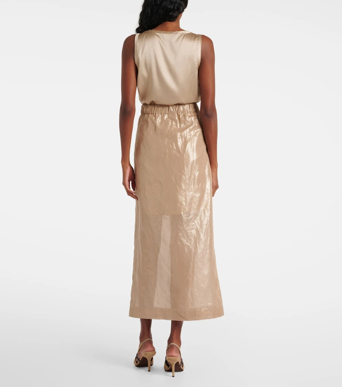 Brunello Cucinelli - Coated cotton wrap skirt