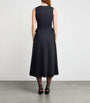 Max Mara Blue Virgin Wool Drawstring Midi Dress