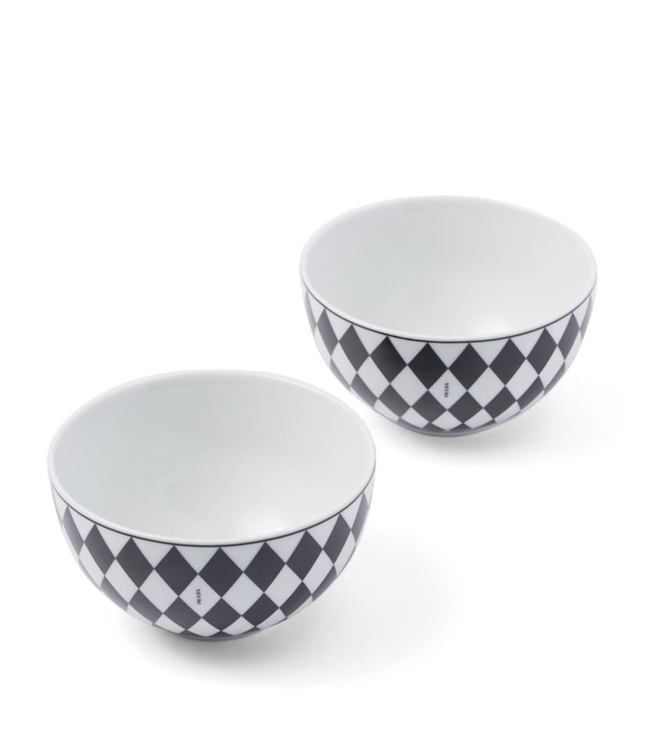 Set of 2 Porcelain Chequerboard Cereal Bowls (12cm)