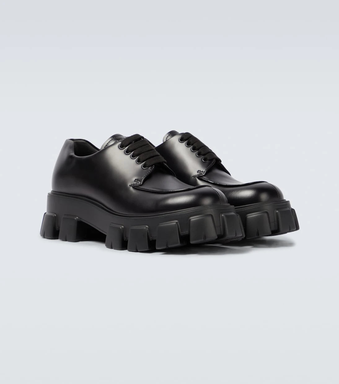 Prada - Monolith brushed leather derby shoes