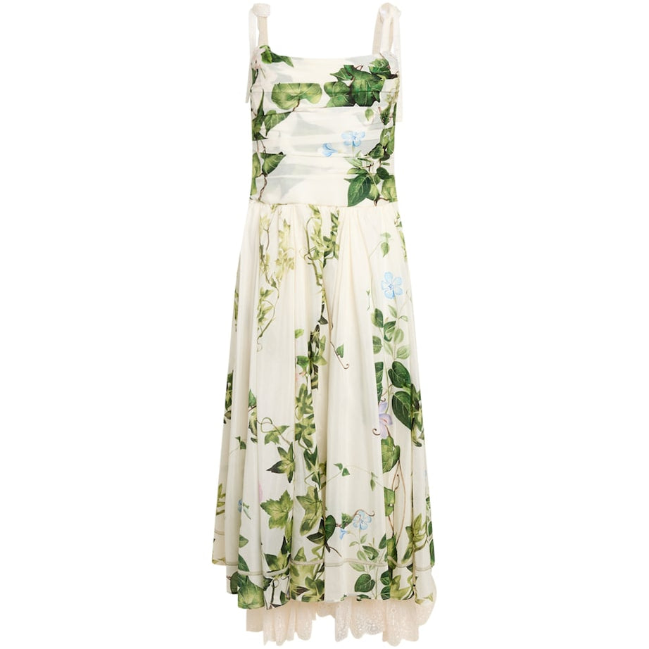 Alice+Olivia Ivory Floral Haven Midi Dress