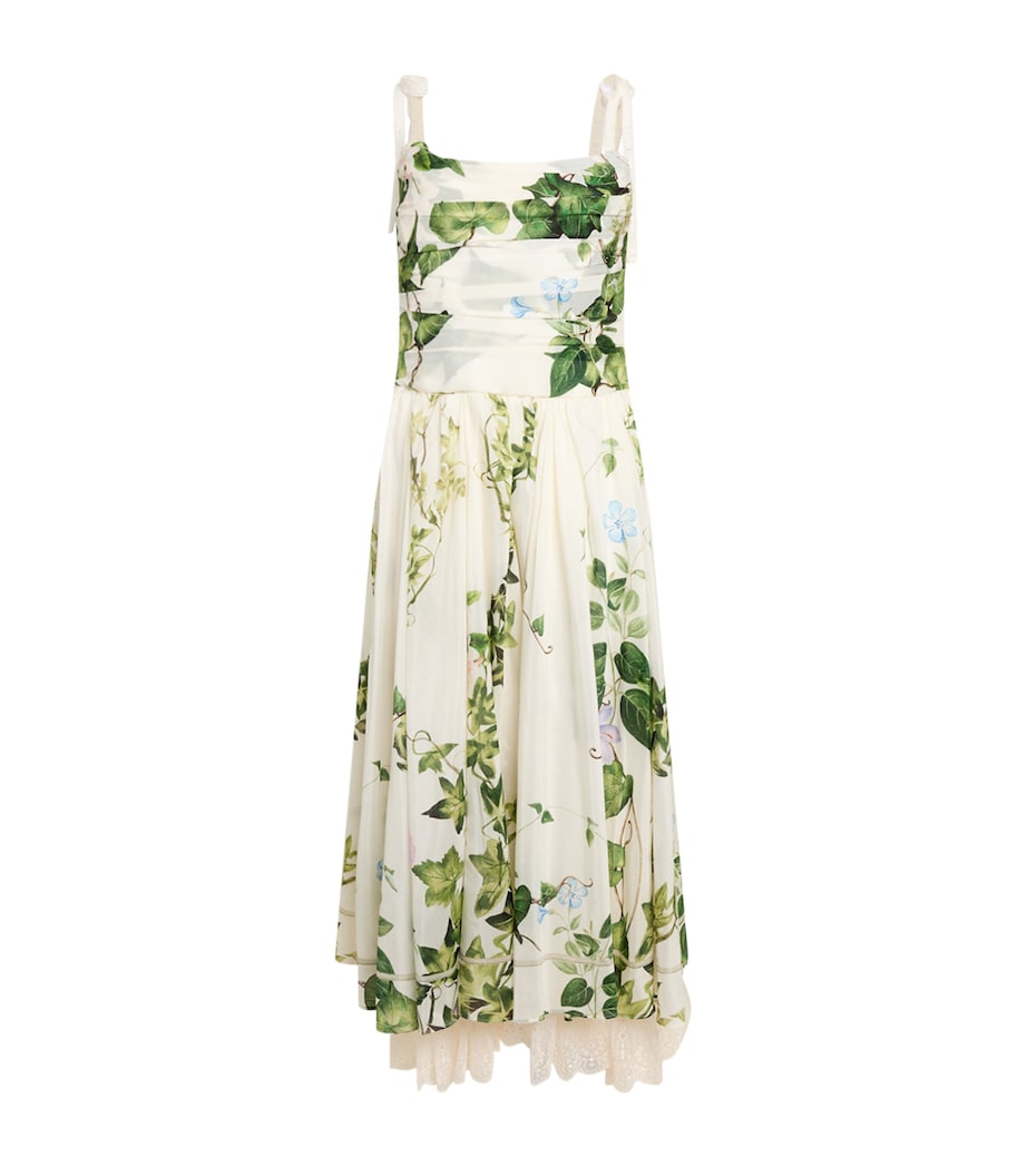 Alice+Olivia Ivory Floral Haven Midi Dress