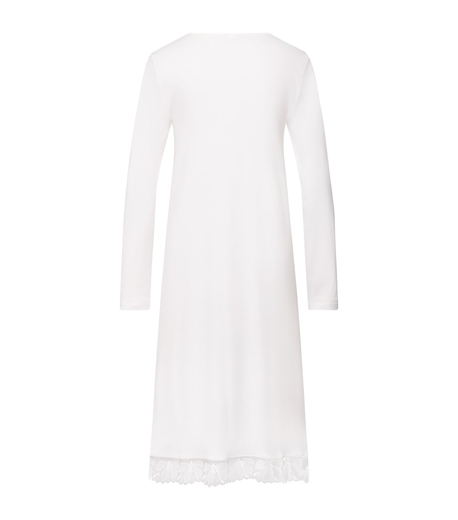 Hanro Ivory Cotton Long-Sleeve Kalea Nightdress