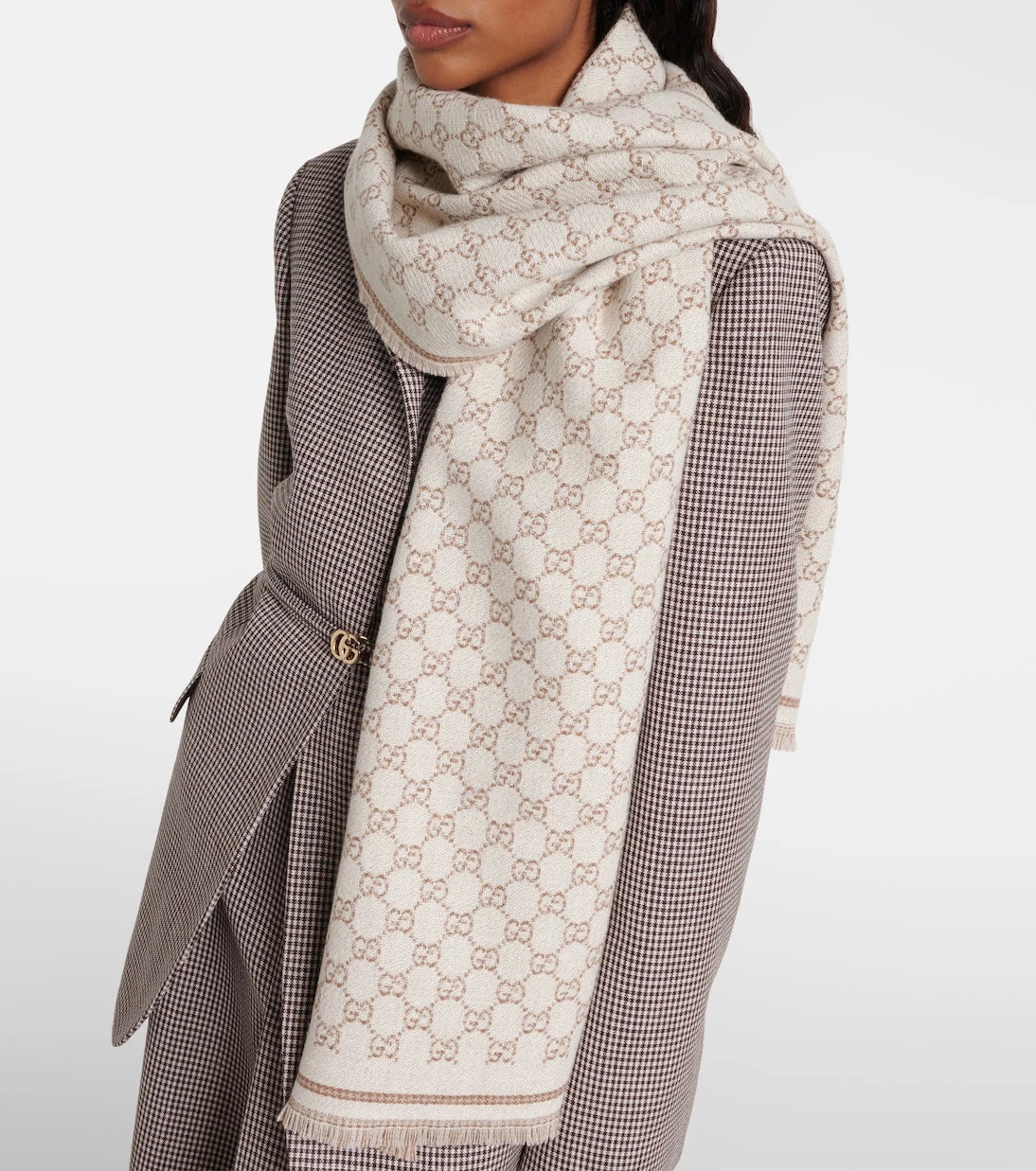 Gucci - وشاح جاكار GG من مزيج الصوف
