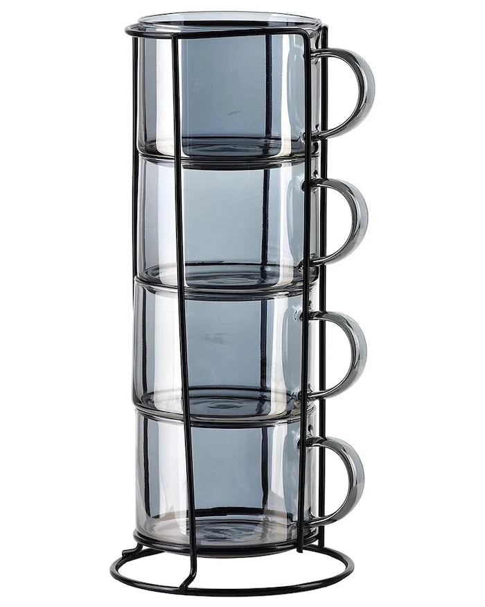 Affek Design Peter Grey 350 ml Bardak Seti Standlı (4 Parça)