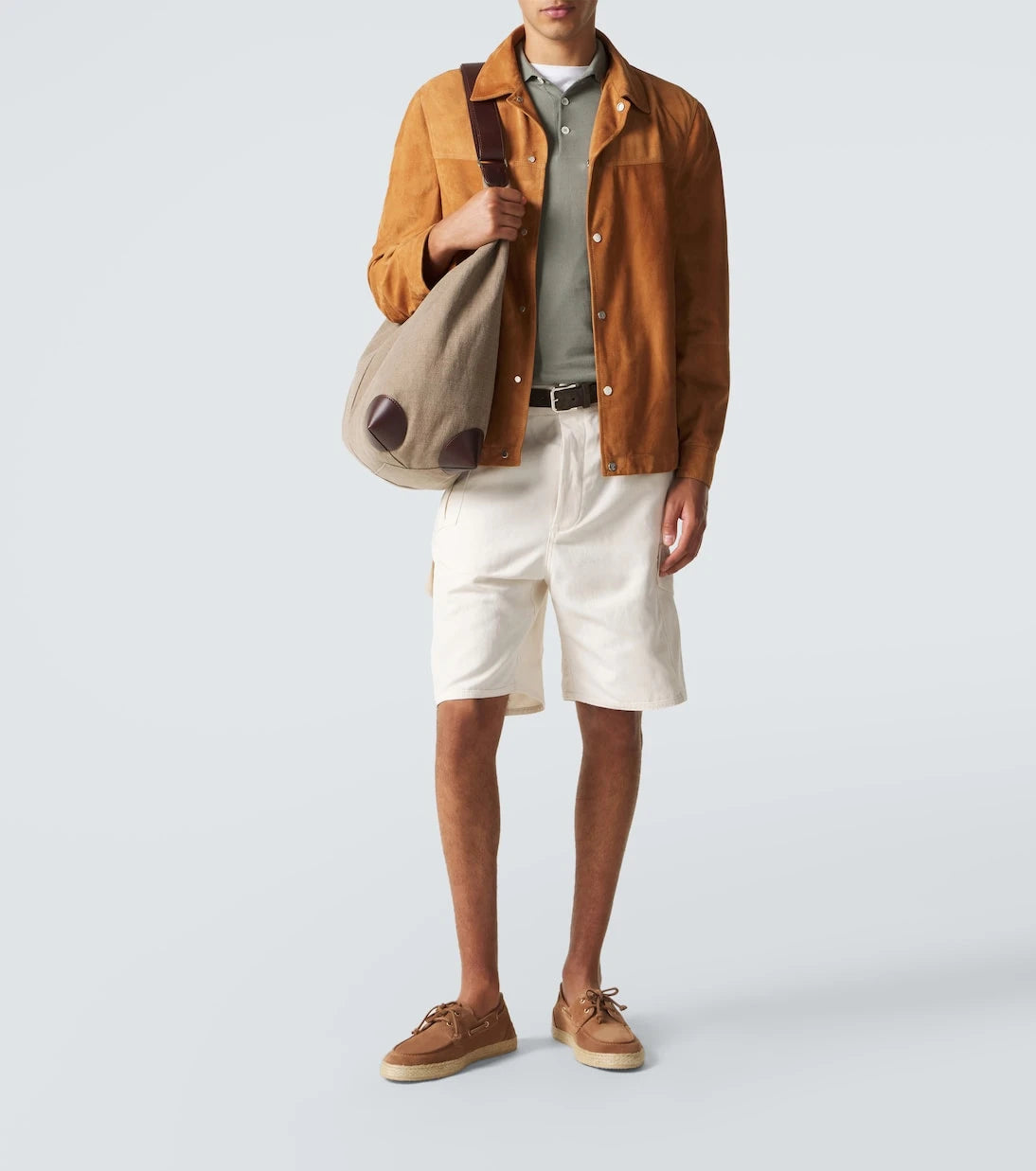 Brunello Cucinelli - Jute-trimmed suede boat shoes