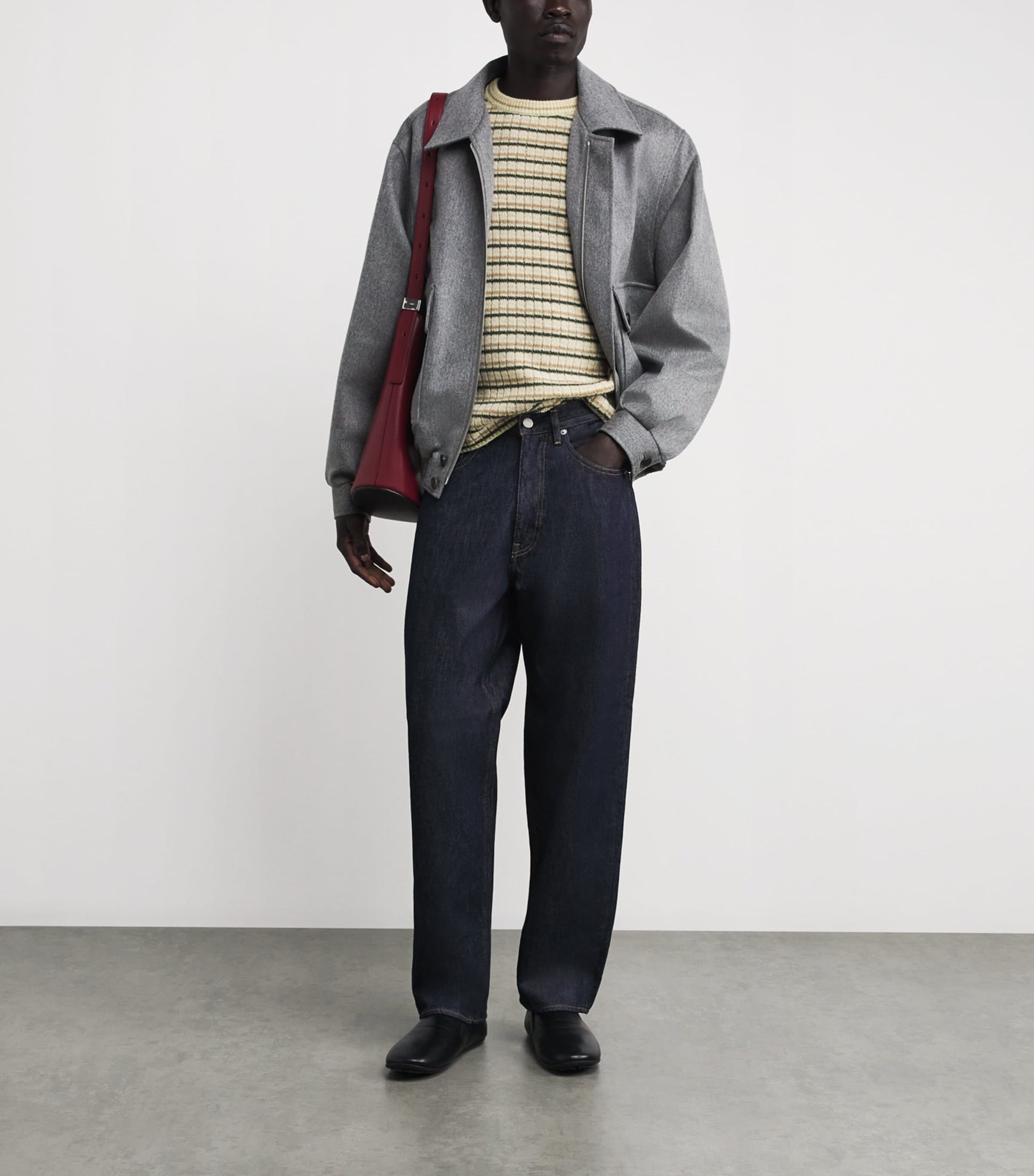 Grey Cashmere Bomber Jacket