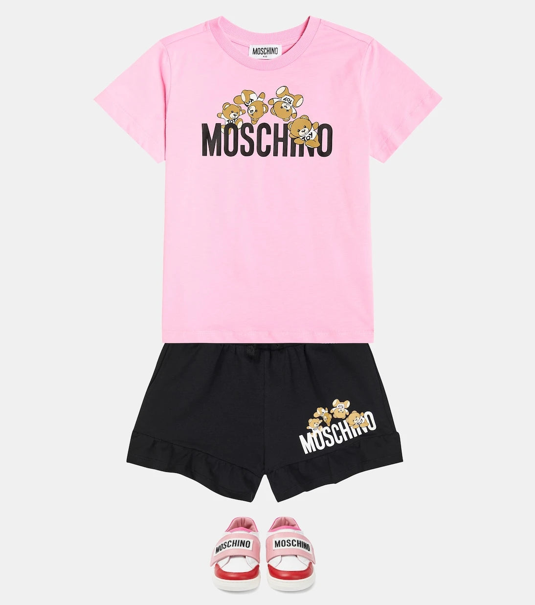 Moschino Kids - شورت برمودا تيدي بير من نسيج جيرسيه مخلوط بالقطن