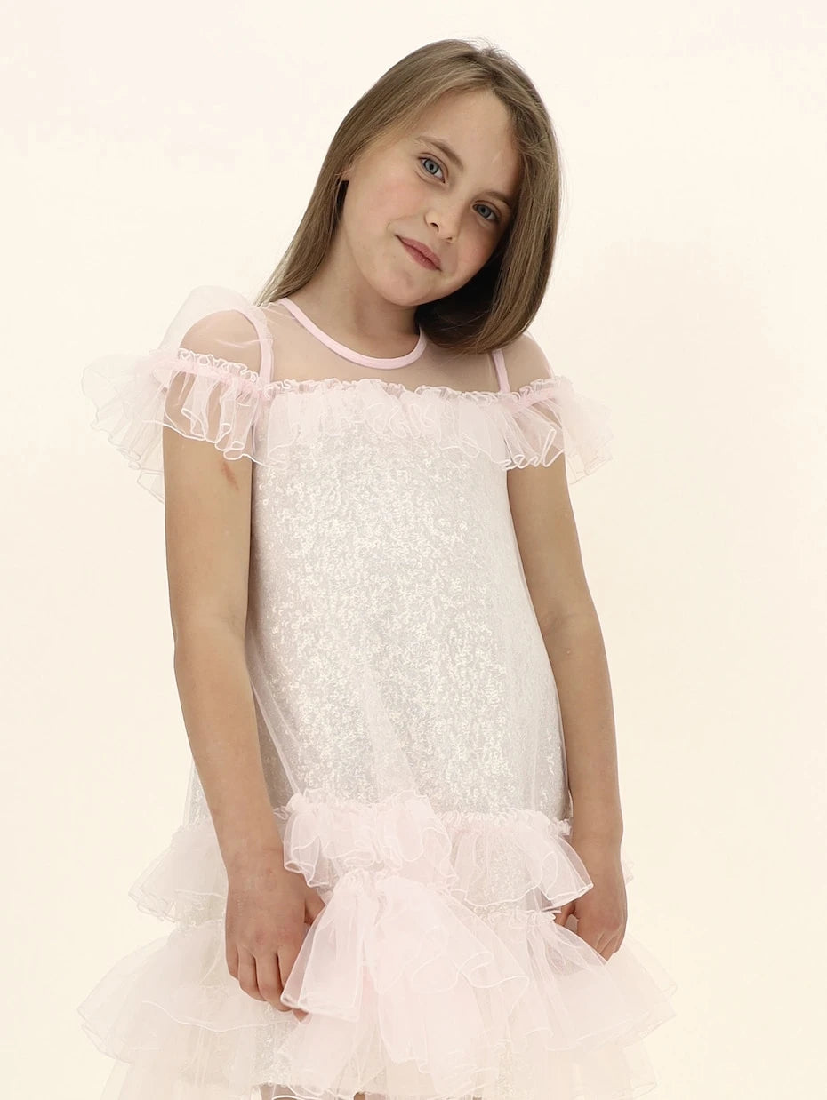 Monnalisa - Embellished tulle dress