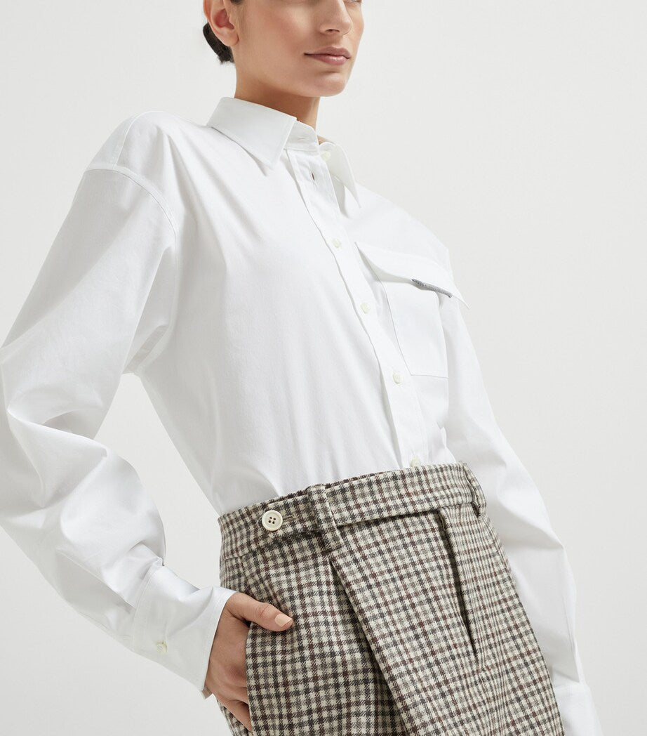 Brunello Cucinelli Beige Virgin Wool Check Mini Skirt