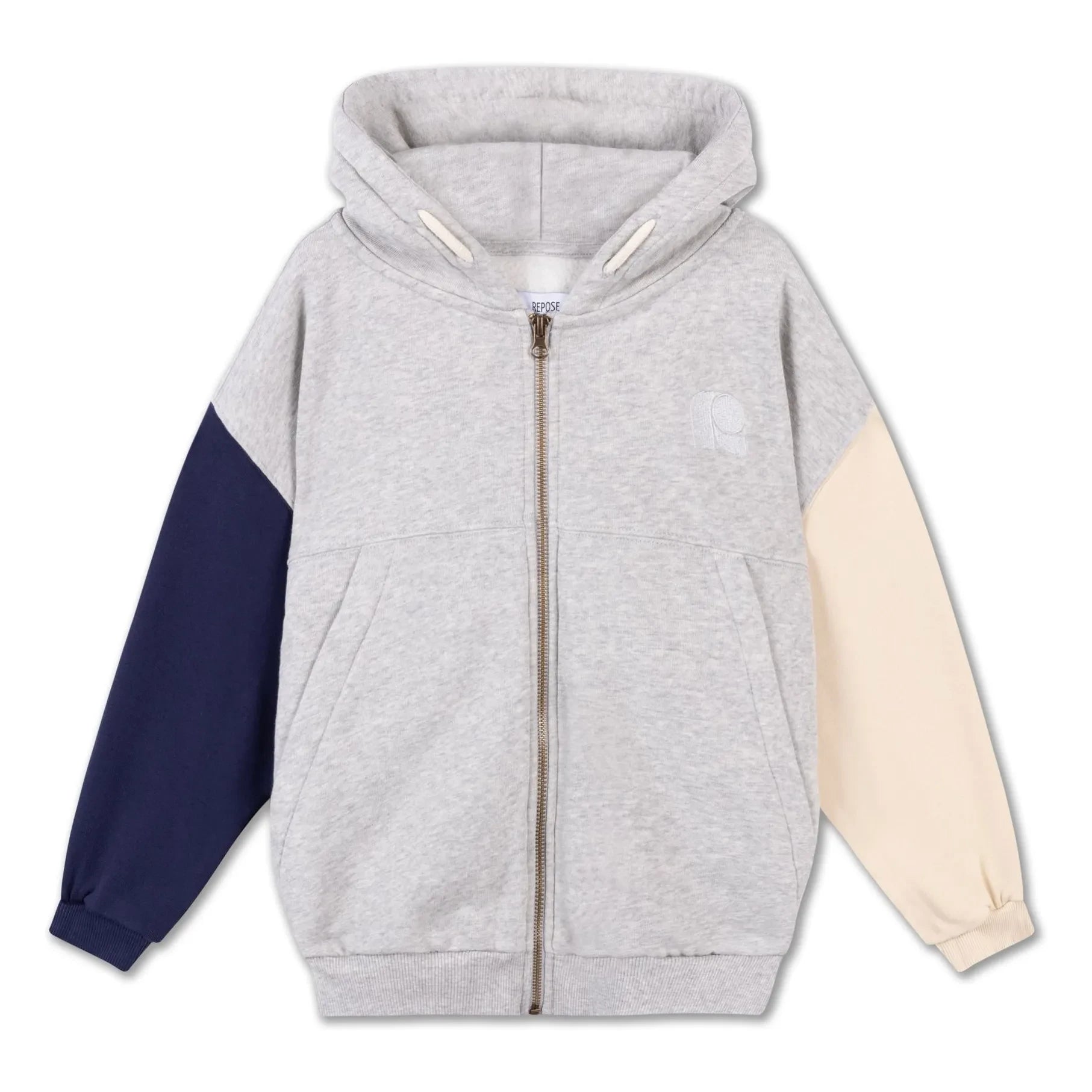 Repose AMS - Organic Cotton Tricolor Zip Sweat Top | Grey