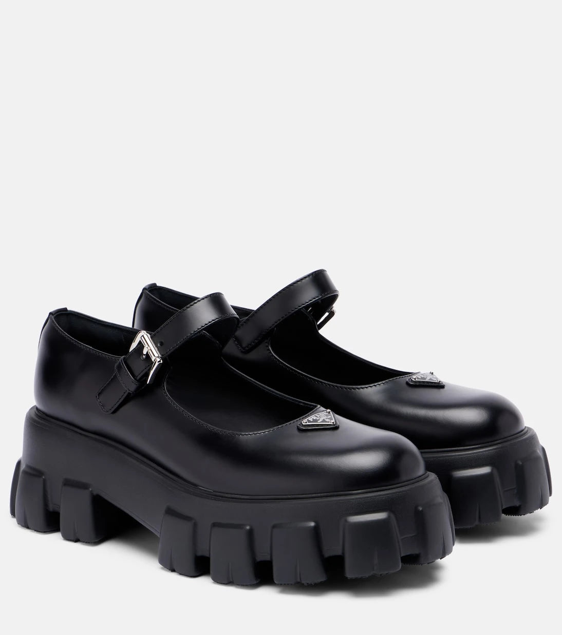Prada - Monolith leather Mary Jane flats