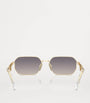 Gold Metal Rectangular Sunglasses