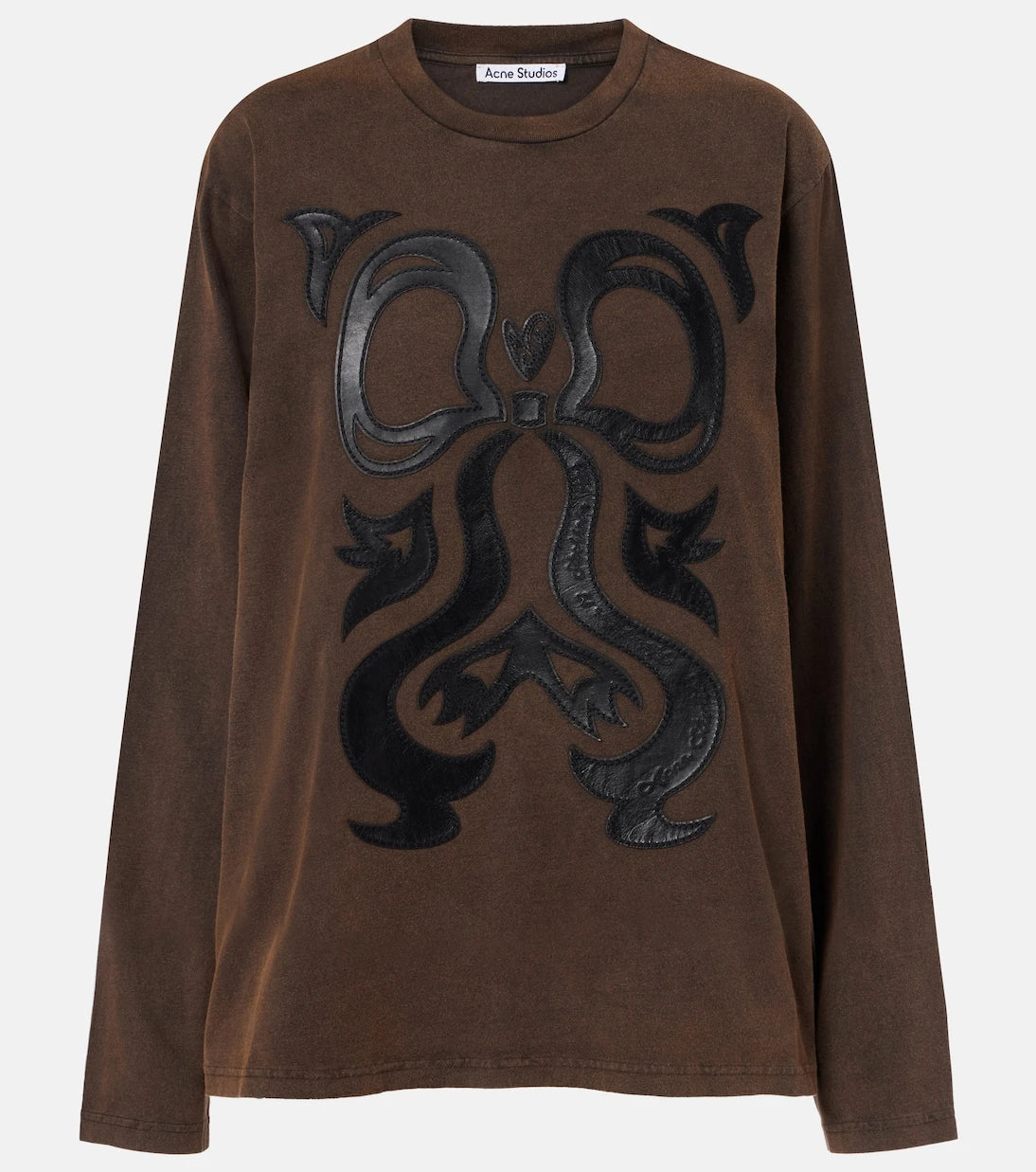 Acne Studios - Edden embroidered leather-trimmed cotton jersey T-shirt