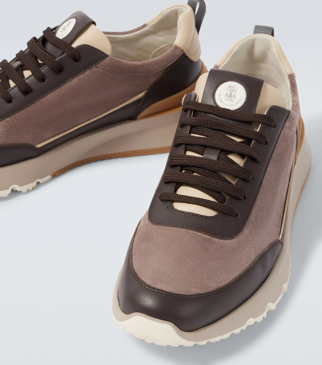 Brunello Cucinelli - Leather-trimmed suede sneakers