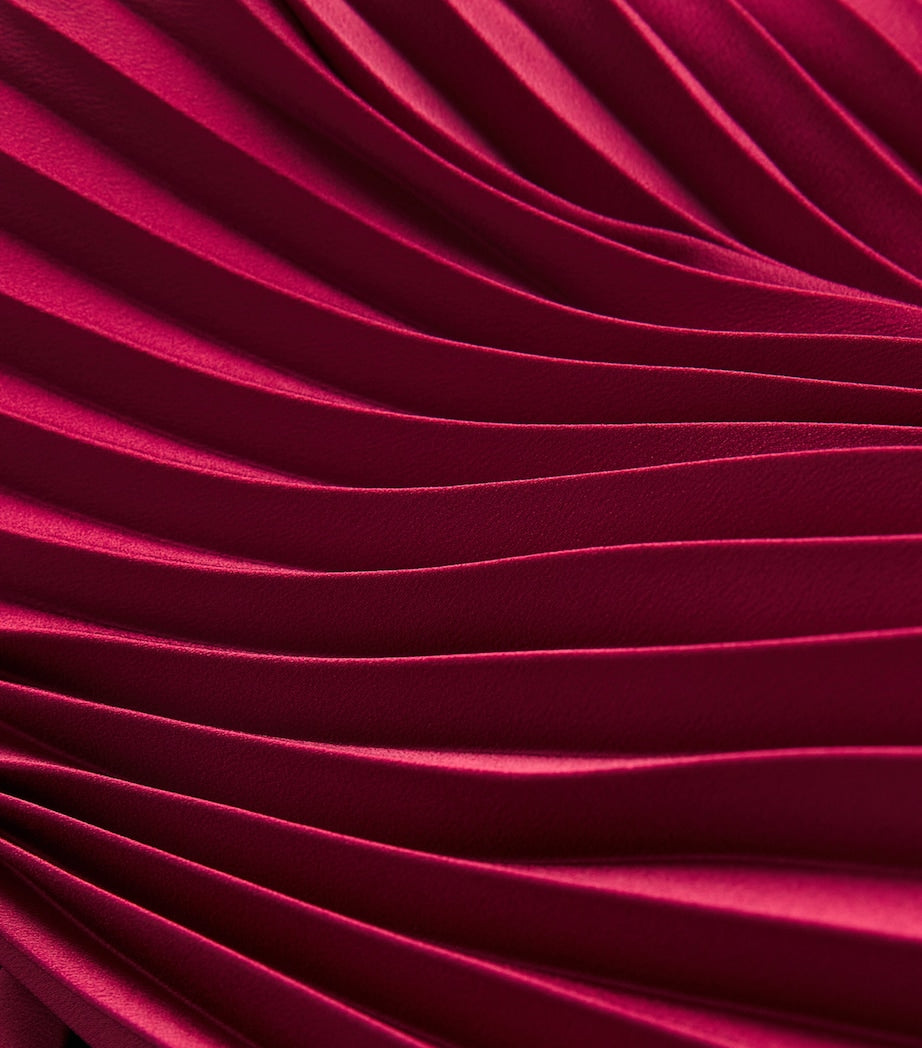 Joseph Red Volta Knit Weave Plissé Midi Dress