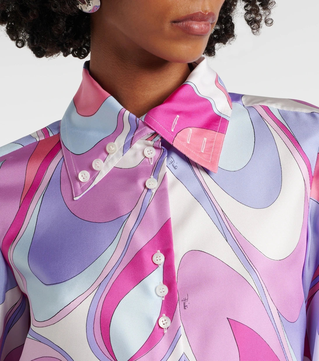 Pucci - Printed cropped silk twill shirt
