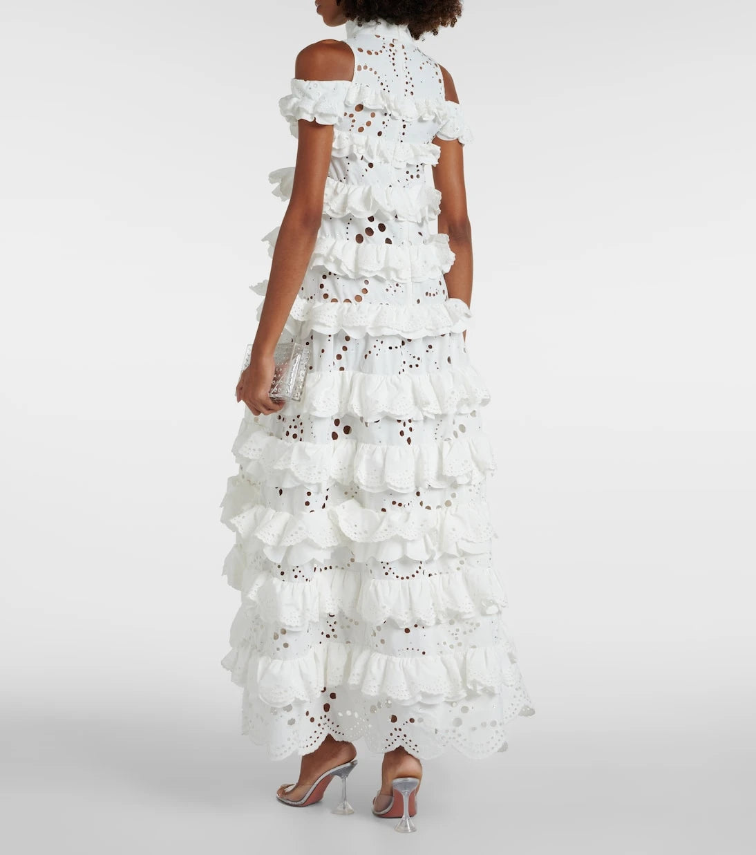 Susan Fang - Embroidered ruffled maxi dress