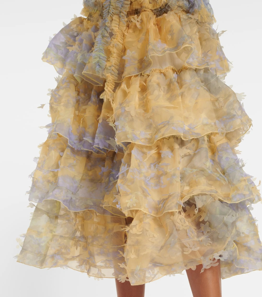 Susan Fang - Ruffled appliqué midi skirt